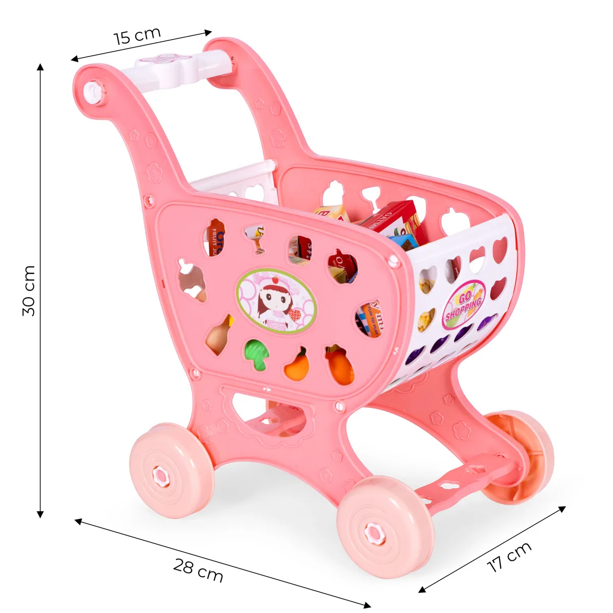 Játék bevásárlókocsi, ECOTOYS 978-2, rózsaszín – 4. kép