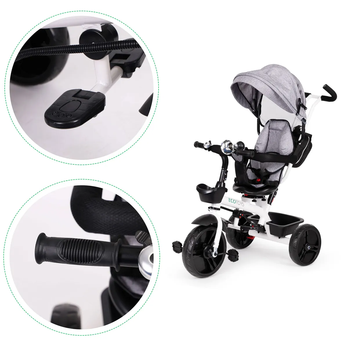 Háromkerekű tricikli, ECOTOYS JM-322, szürke – 3. kép Háromkerekű tricikli, ECOTOYS JM-322, szürke – 3. kép