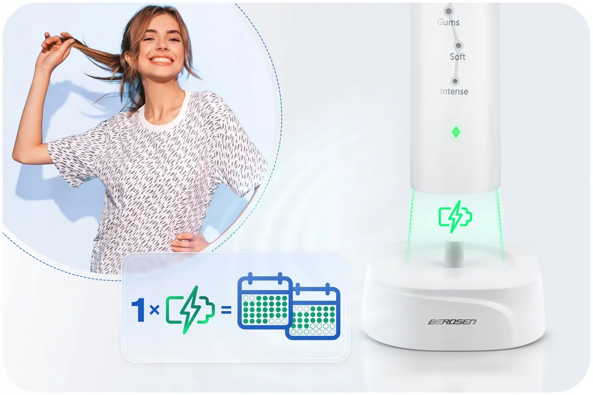 Szónikus elektromos fogkefe, Berdsen Galaxy, fehér – 7. kép Szónikus elektromos fogkefe, Berdsen Galaxy, fehér – 7. kép