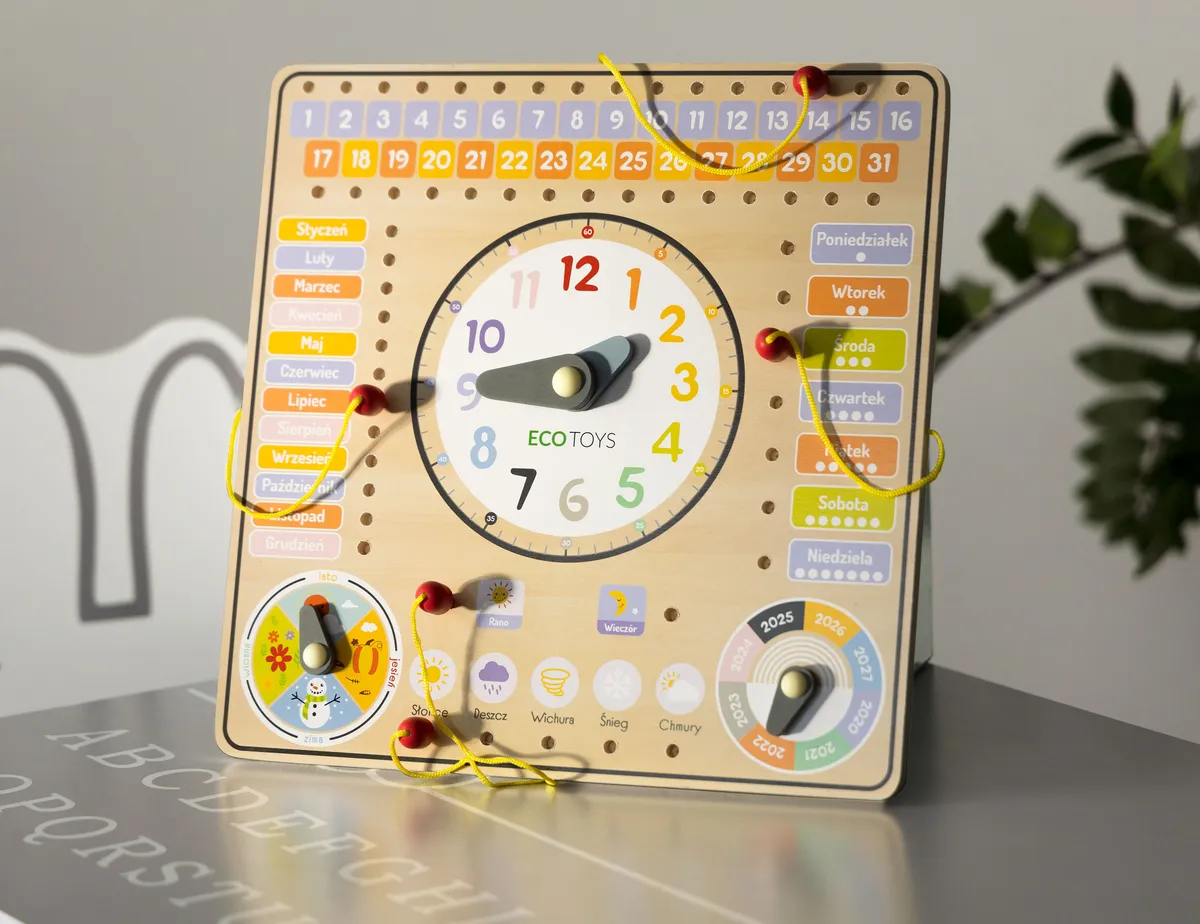 Oktatójáték, ECOTOYS ESC-W-036, Naptár és óra – 2. kép