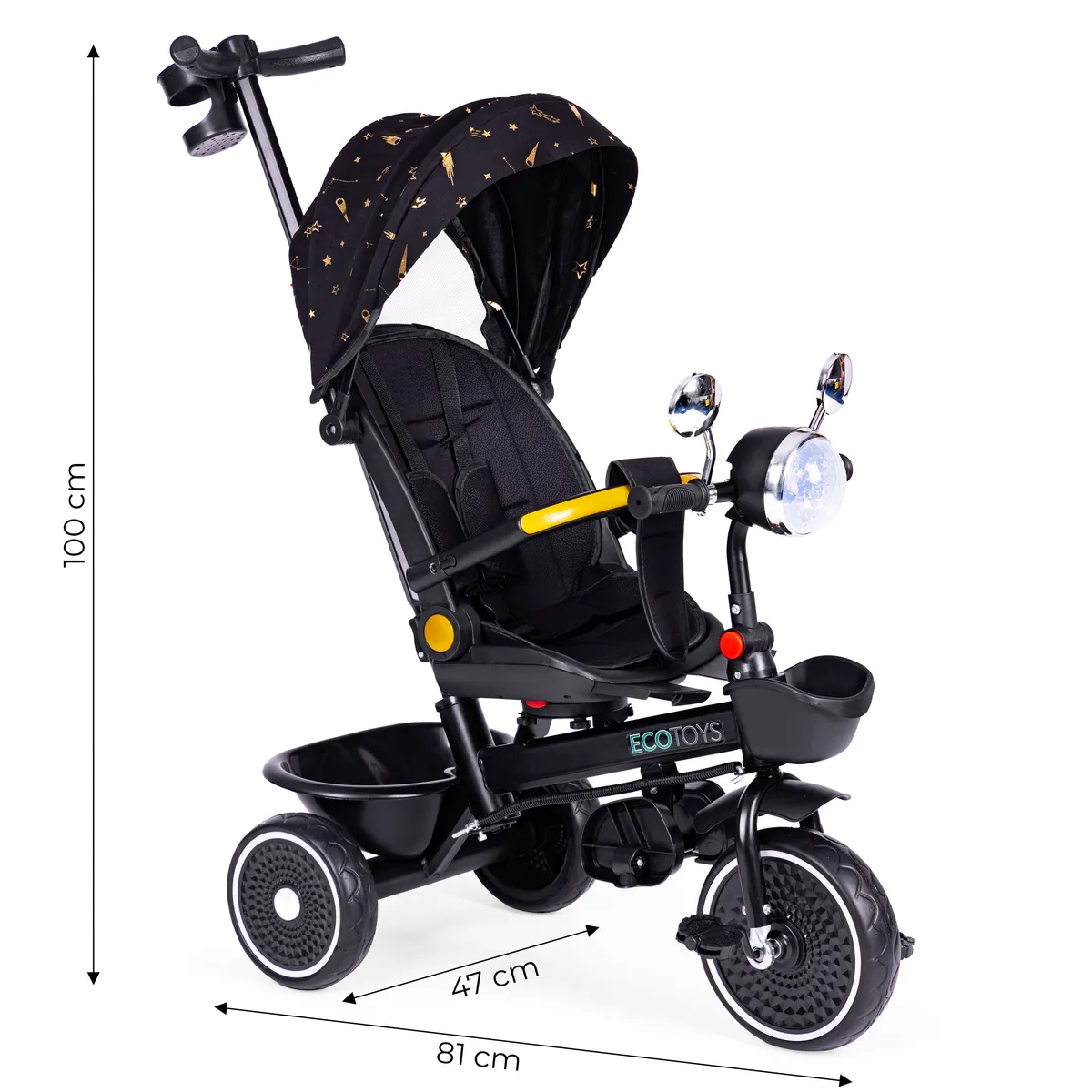 Háromkerekű tricikli, ECOTOYS WQL-186, fekete – 7. kép