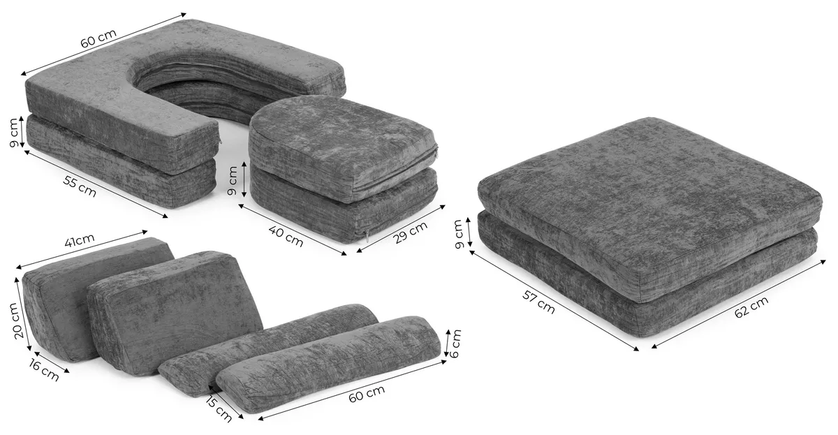Gyerek moduláris fotel, ECOTOYS TMSRT-17-GY, szürke – 5. kép