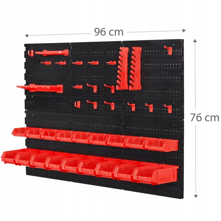 Fali szerszámtartó panel, Humberg HM-581, fekete/piros – 3. kép