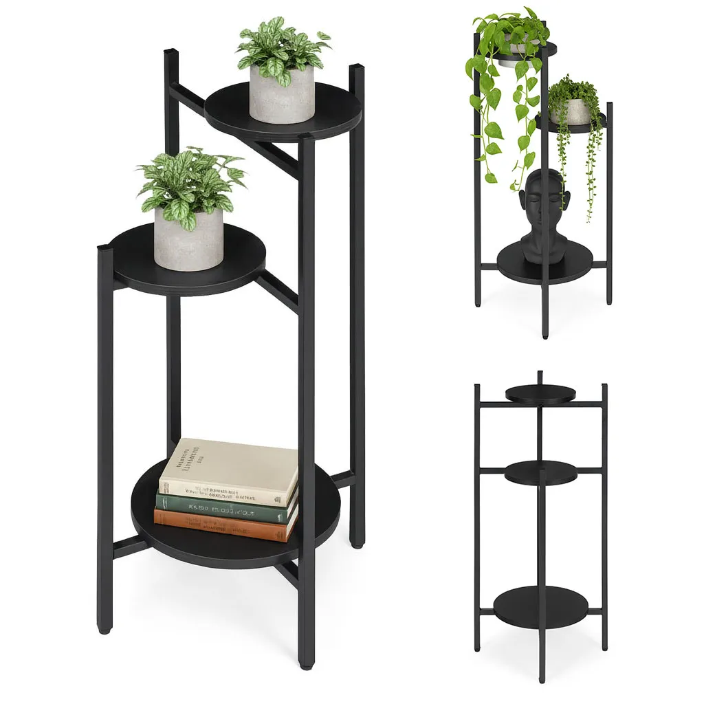 Virágtartó állvány, ModernHome ME-ATS22, fekete – 1. kép Virágtartó állvány, ModernHome ME-ATS22, fekete – 1. kép