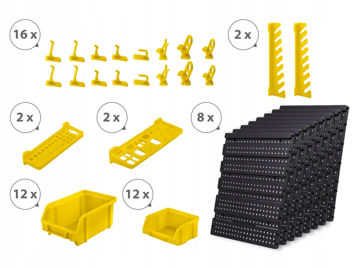 Fali szerszámtartó panel, Humberg HM-580, fekete/sárga – 4. kép