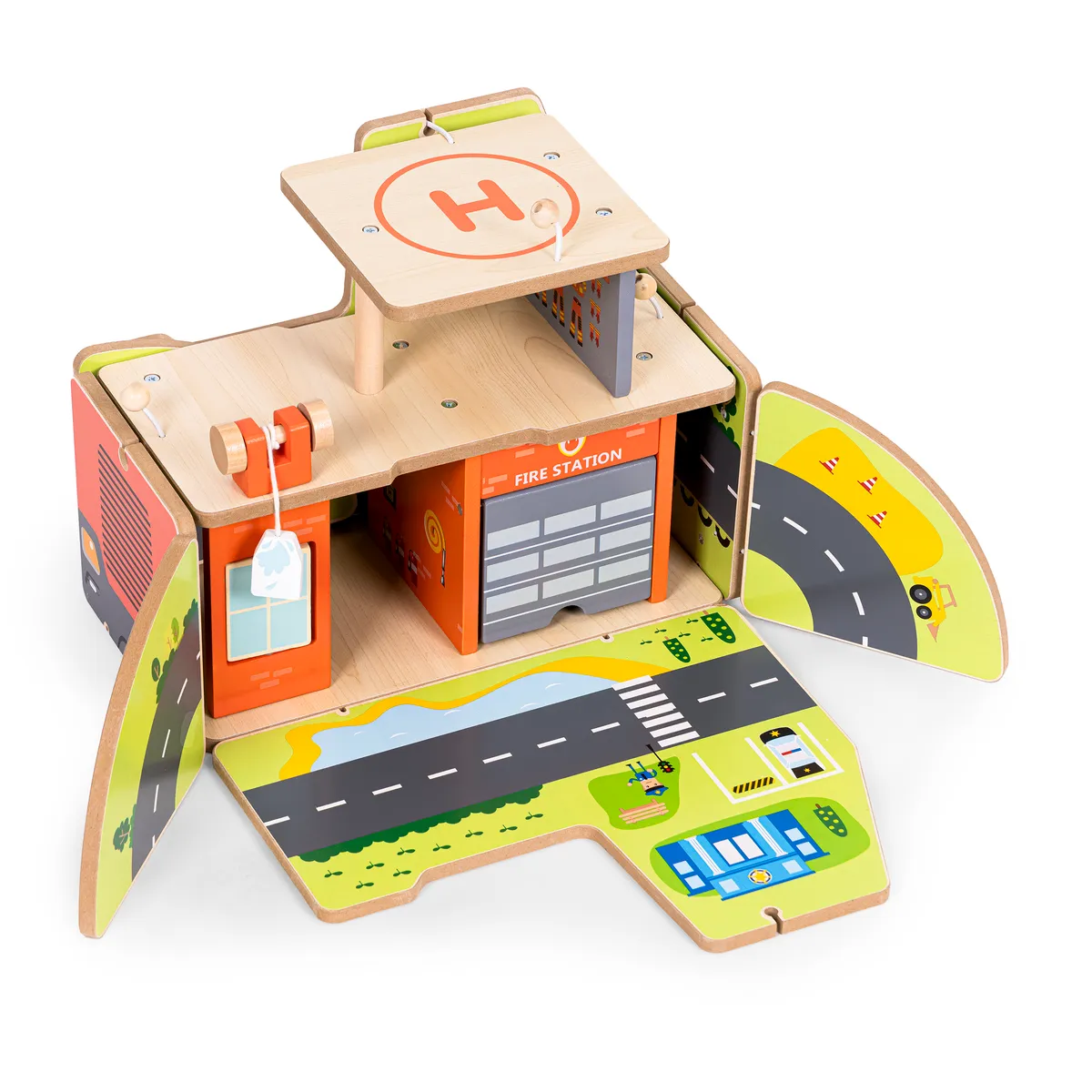 Fa tűzoltóállomás, ECOTOYS 1089, 2 az 1-ben összecsukható tűzoltóautóvá – 3. kép