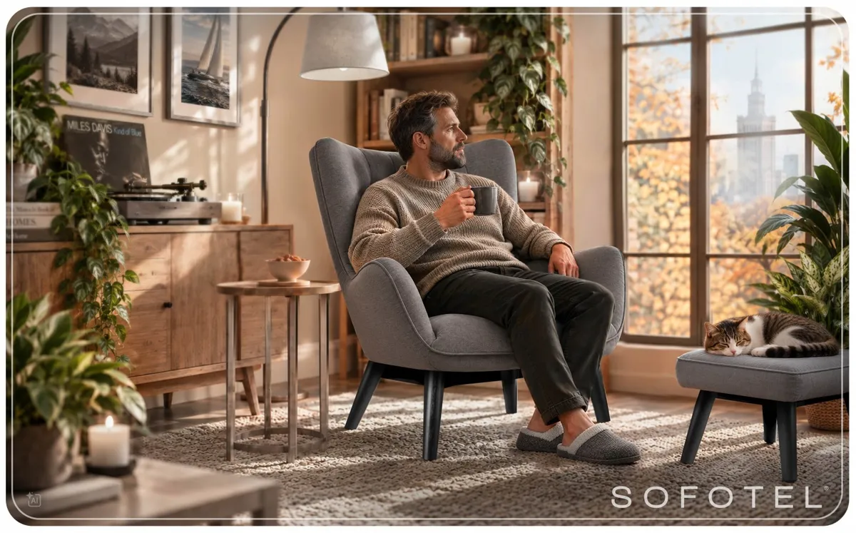 Lábtartós fotel, Sofotel Norse, szürke/fekete – 12. kép