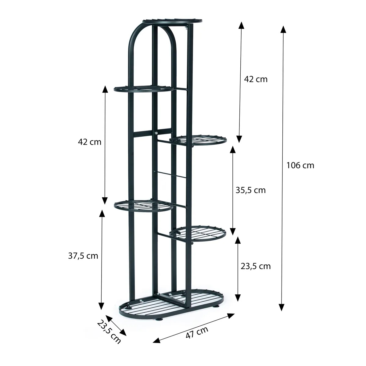 Virágtartó állvány, ModernHome PJJPS0014, fekete – 6. kép