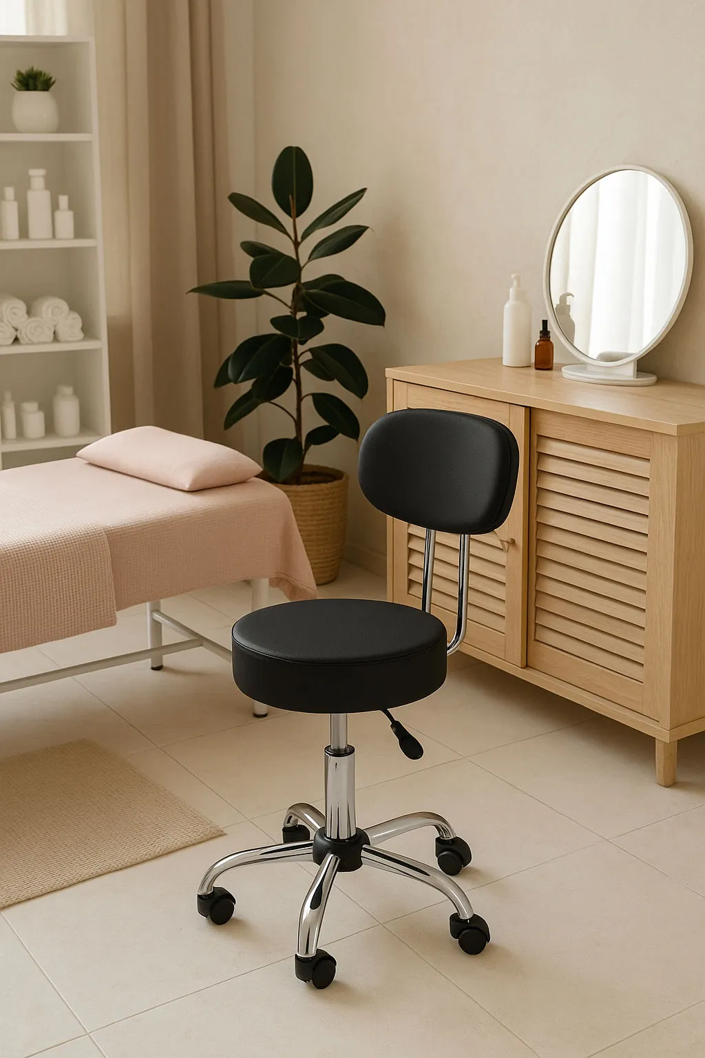 Kozmetikai szék, ModernHome BC009-BC, fekete – 2. kép