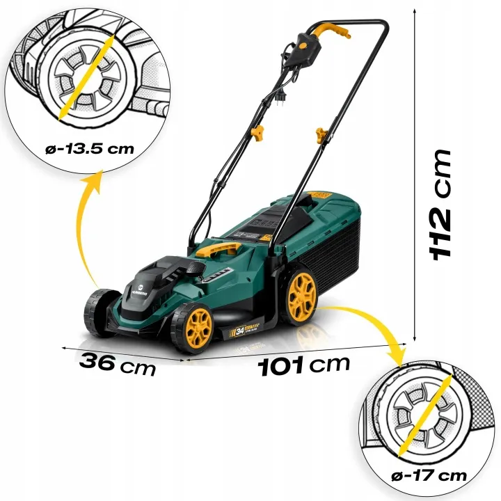 Elektromos fűnyíró, Humberg HM-612, zöld/fekete – 10. kép