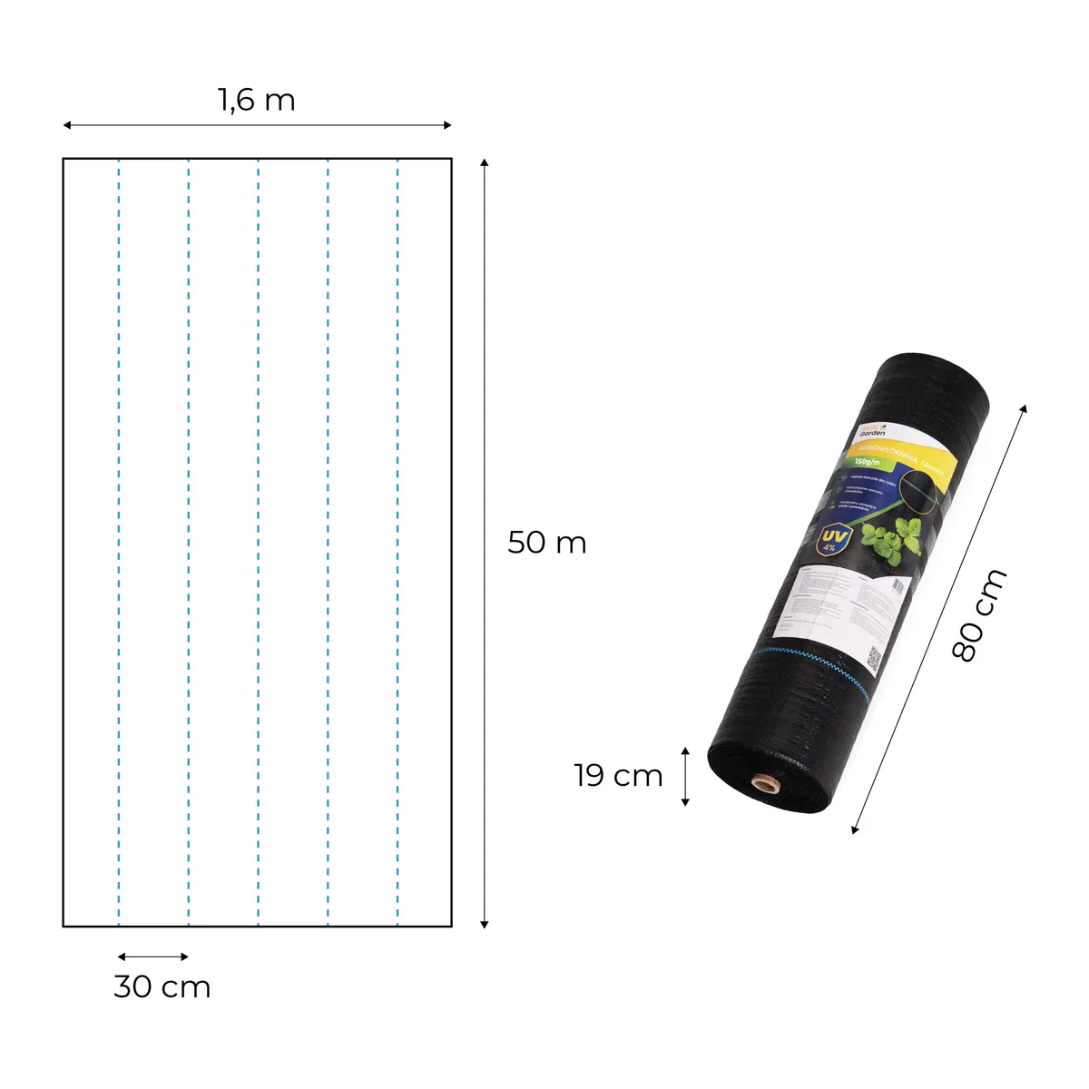 Talajtakaró geotextília, MultiGarden WEED150-M3, 1,6 x 50 m – 6. kép