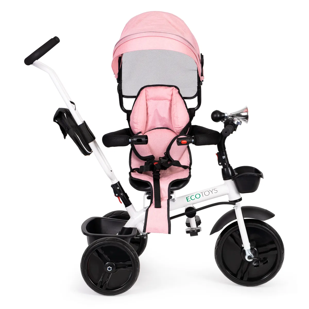 Háromkerekű tricikli, ECOTOYS JM-322, rózsaszín – 7. kép