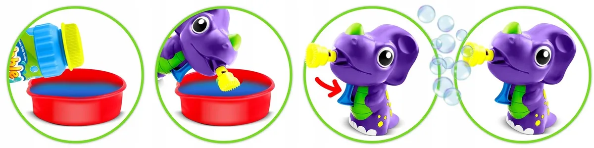 Buborékfújó gép, Ricokids RK-905, Triceratopsz forma – 5. kép Buborékfújó gép, Ricokids RK-905, Triceratopsz forma – 5. kép