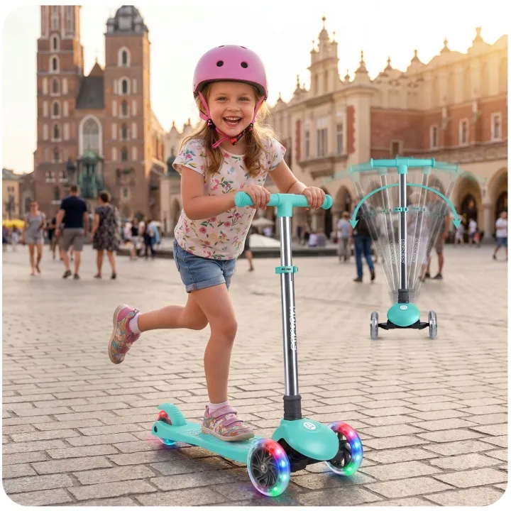 Háromkerekű roller, Ricokids Glow, türkiz – 6. kép