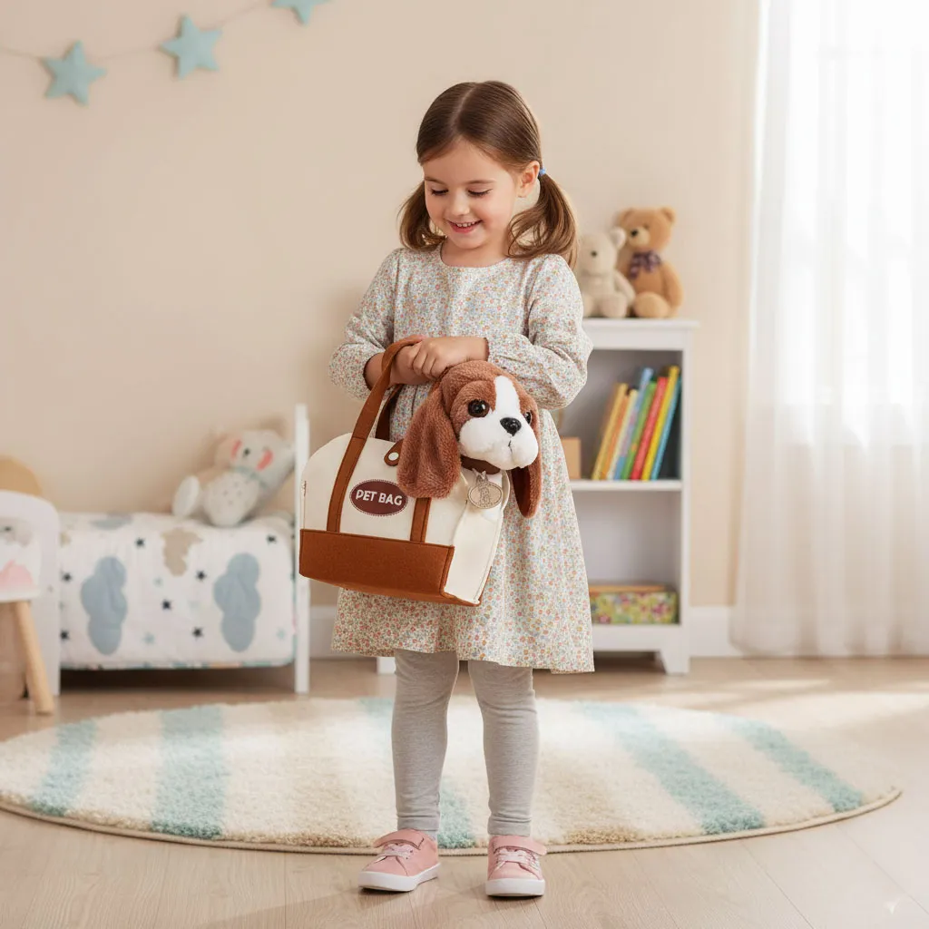 Plüsskutya készlet, Multistore HC750228, Beagle kutya táskával és ápolókefével – 2. kép