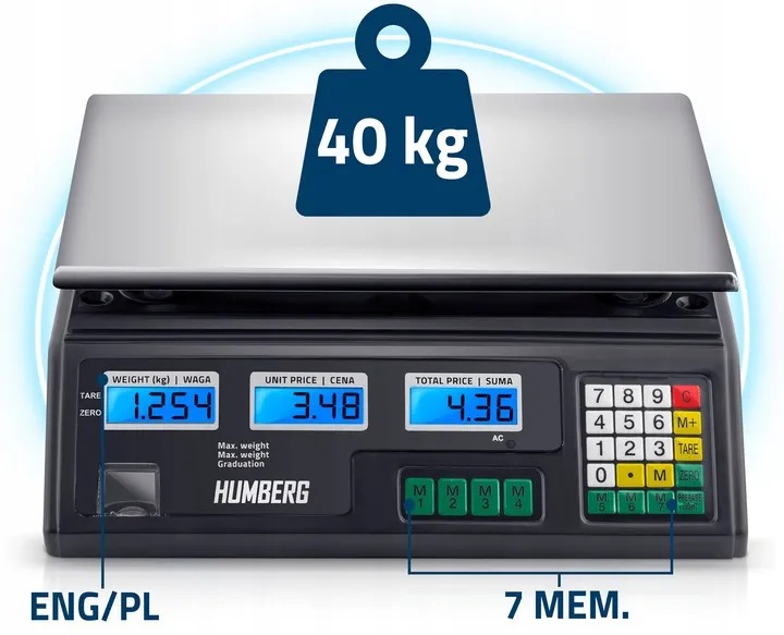 Elektronikus bolti mérleg, Humberg MH-190, fekete – 3. kép Elektronikus bolti mérleg, Humberg MH-190, fekete – 3. kép
