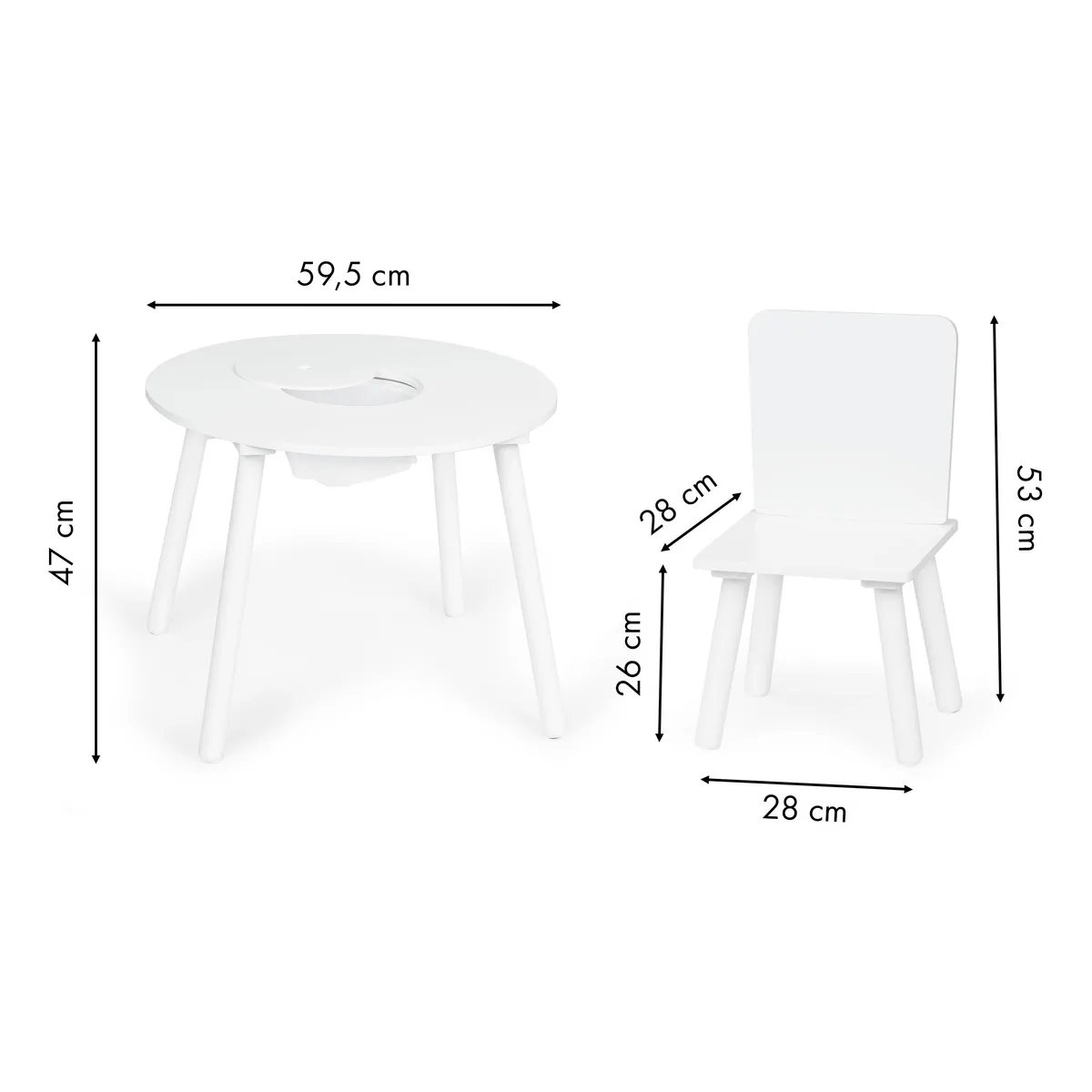 Gyerek asztal és szék szett, ECOTOYS WH135, fehér – 8. kép