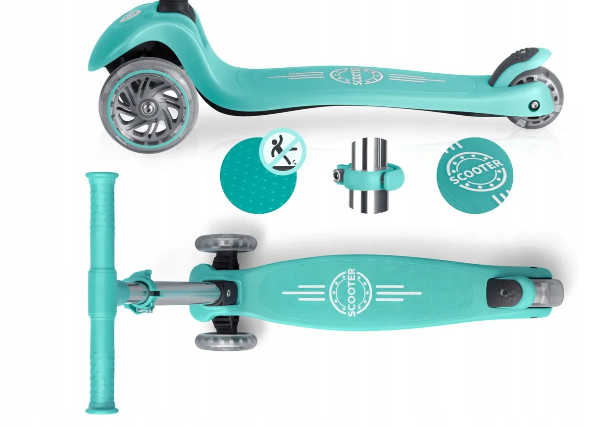 Háromkerekű roller, Ricokids Glow, türkiz – 3. kép
