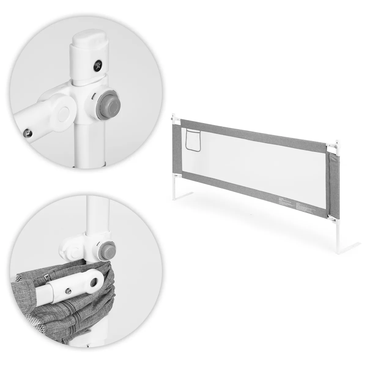 Leesésgátló ágykorlát, ECOTOYS SG-030C-GY, szürke/fehér – 5. kép Leesésgátló ágykorlát, ECOTOYS SG-030C-GY, szürke/fehér – 5. kép