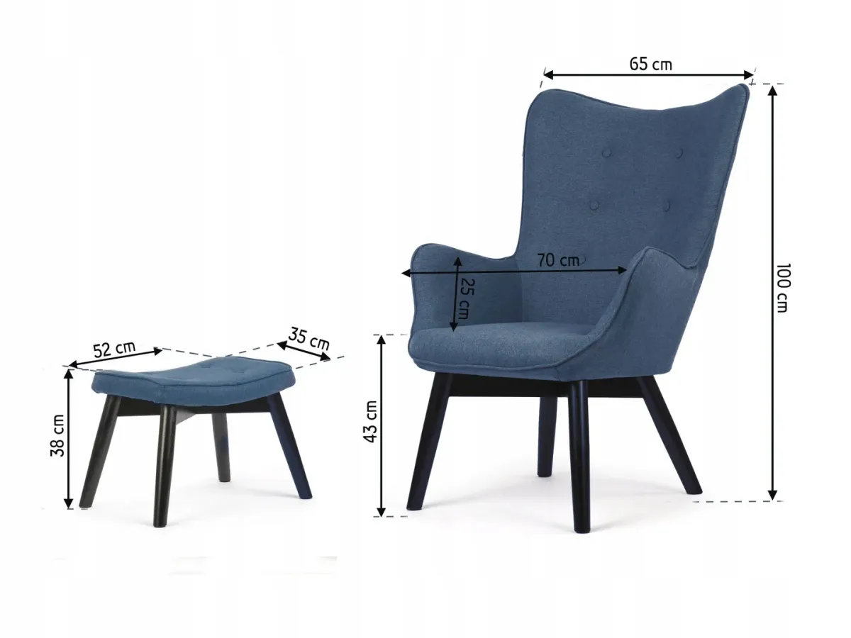 Lábtartós fotel, Sofotel Norse, kék/fekete – 5. kép