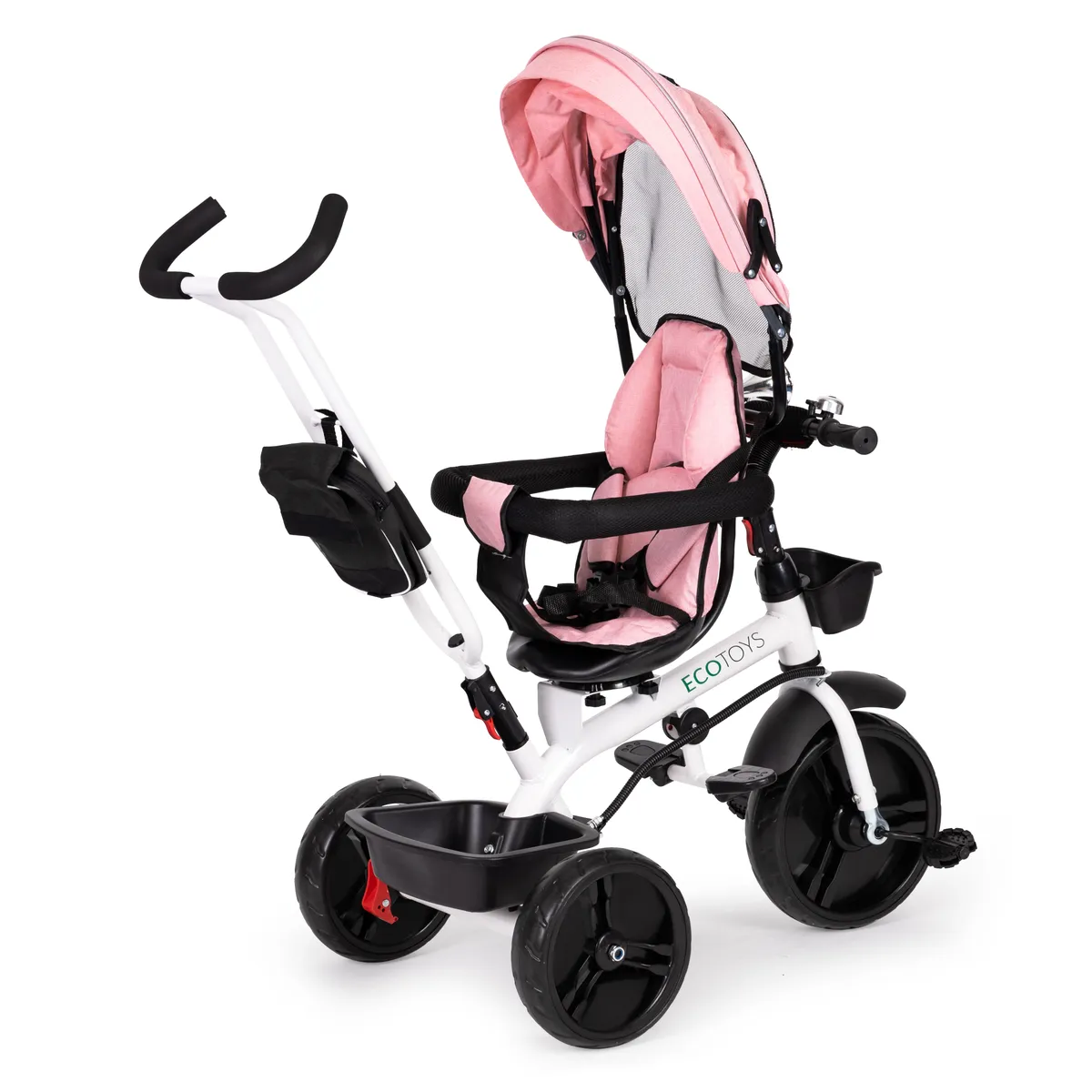 Háromkerekű tricikli, ECOTOYS JM-322, rózsaszín – 6. kép