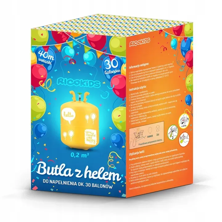 Hélium 30 db lufi felfújásához, Ricokids, sárga – 3. kép Hélium 30 db lufi felfújásához, Ricokids, sárga – 3. kép
