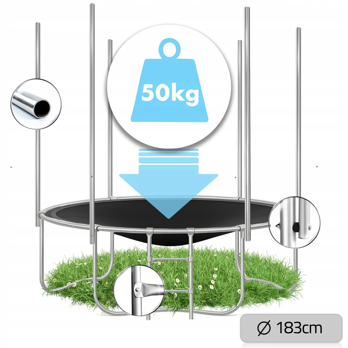 Kerti trambulin, Neo-Sport, fekete/kék – 13. kép