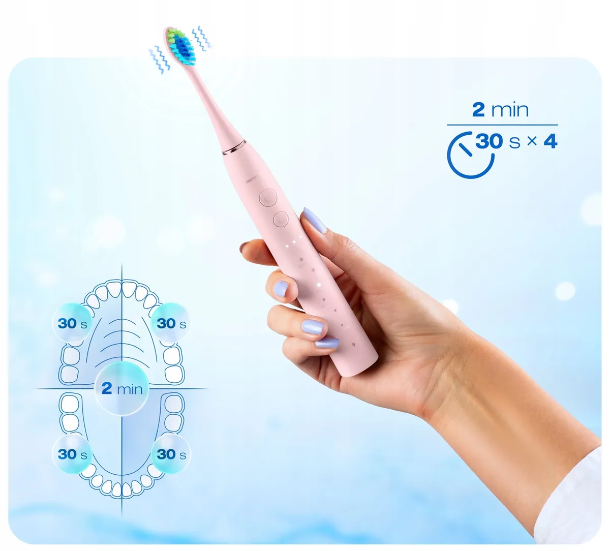 Szónikus elektromos fogkefe, Berdsen Galaxy, rózsaszín – 8. kép