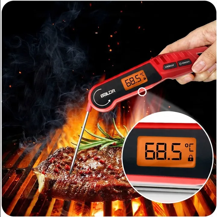 Digitális húshőmérő, Baldr BD-130, piros/fekete – 5. kép