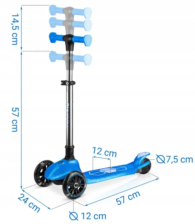 Háromkerekű roller, Ricokids Jelly, kék – 11. kép