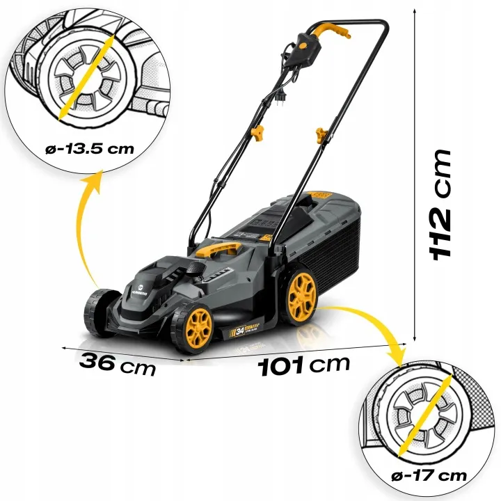 Elektromos fűnyíró, Humberg HM-612, szürke/fekete – 10. kép