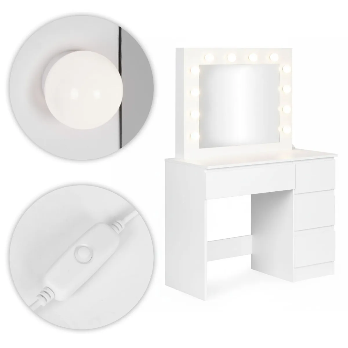 Sminkasztal, ModernHome MRDT09-MW, 94,5 x 43 x 139,5 cm – 3. kép