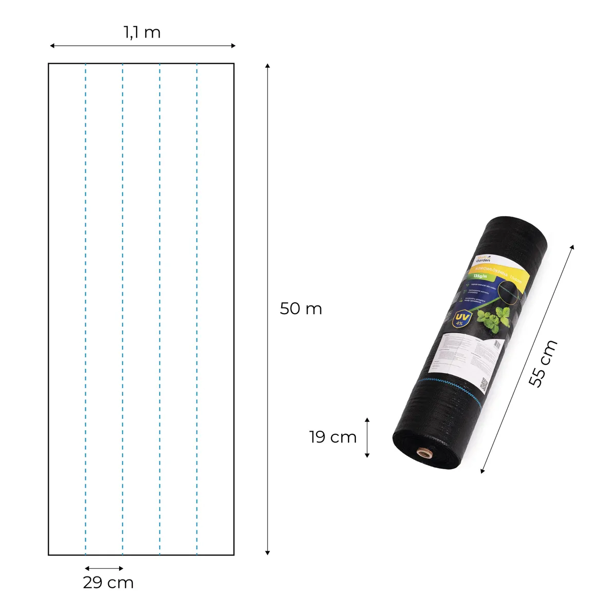 Talajtakaró geotextília, MultiGarden WEED135-M2, 1,1 x 50 m – 6. kép