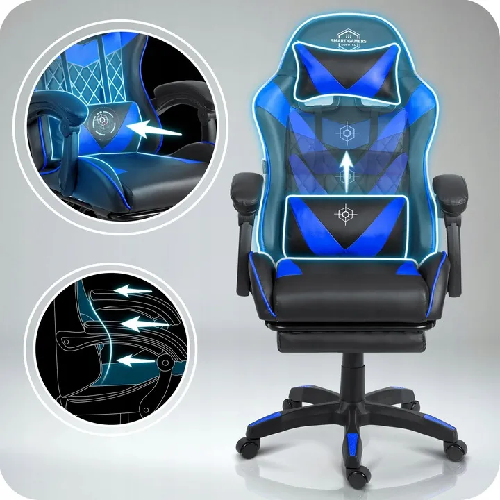 Gamer szék, Sofotel Draknor II, fekete-kék – 4. kép Gamer szék, Sofotel Draknor II, fekete-kék – 4. kép