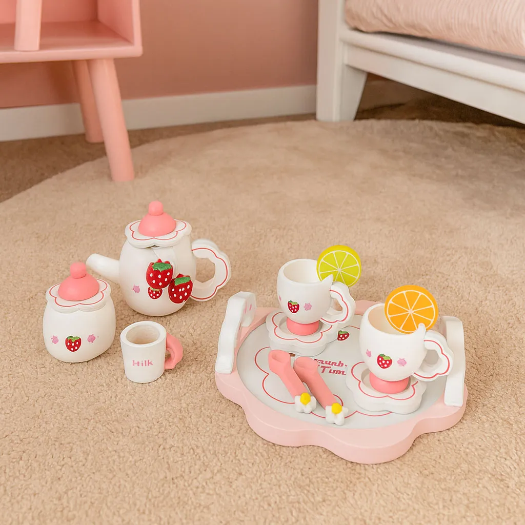 Játék teáskészlet, ECOTOYS HM260872, fa – 3. kép