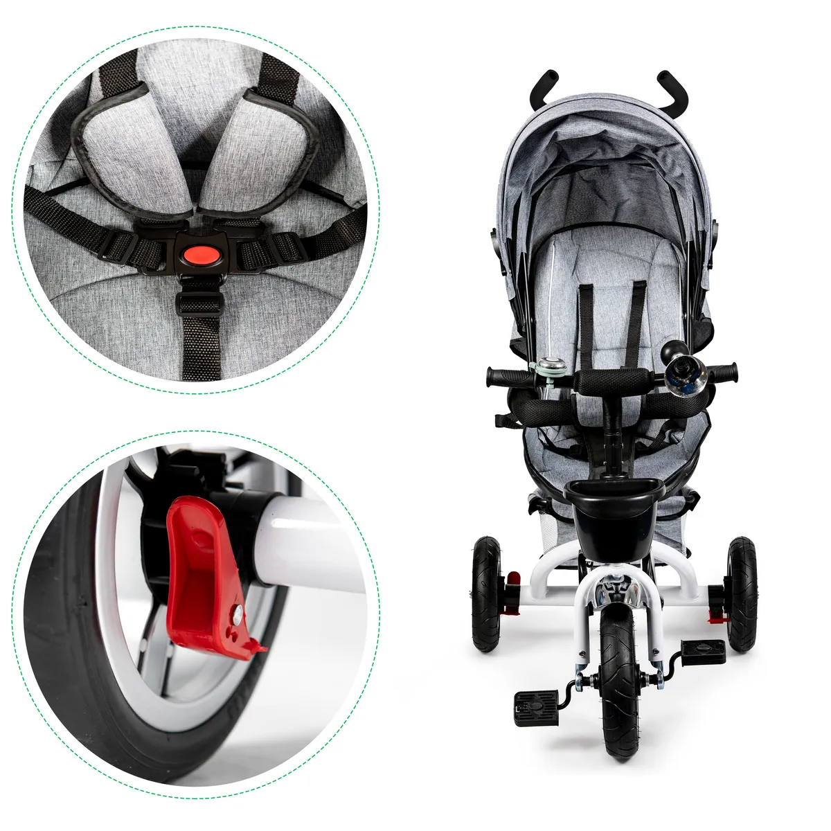 Háromkerekű tricikli, ECOTOYS JM-068-17, szürke – 7. kép Háromkerekű tricikli, ECOTOYS JM-068-17, szürke – 7. kép
