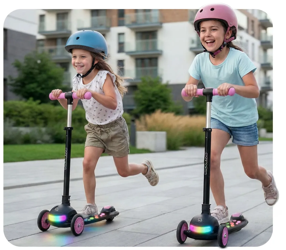 Háromkerekű roller, Ricokids Glowi, fekete/rózsaszín – 12. kép