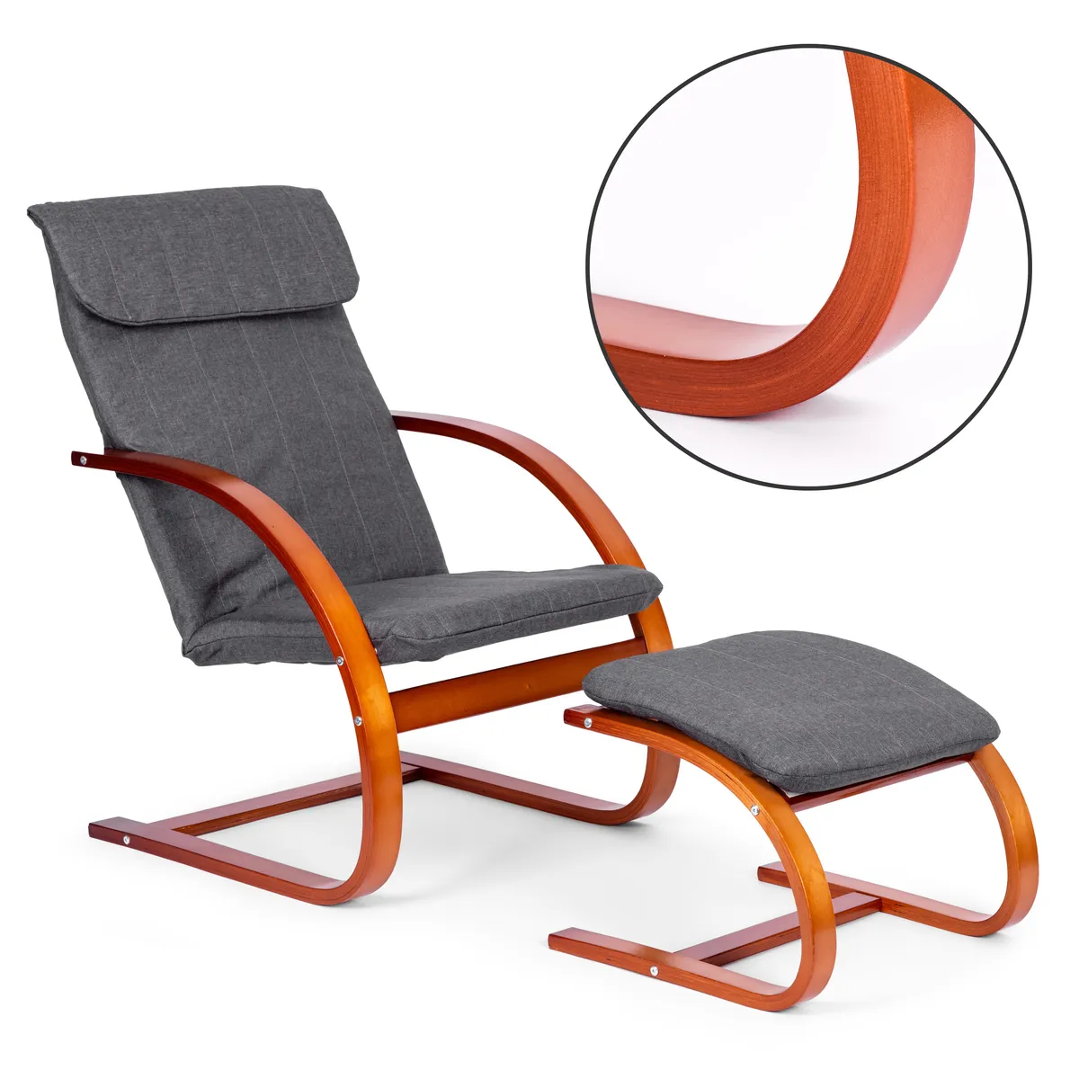 Hintaszék, ModernHome TXWQM-31-6, szürke/barna – 3. kép Hintaszék, ModernHome TXWQM-31-6, szürke/barna – 3. kép