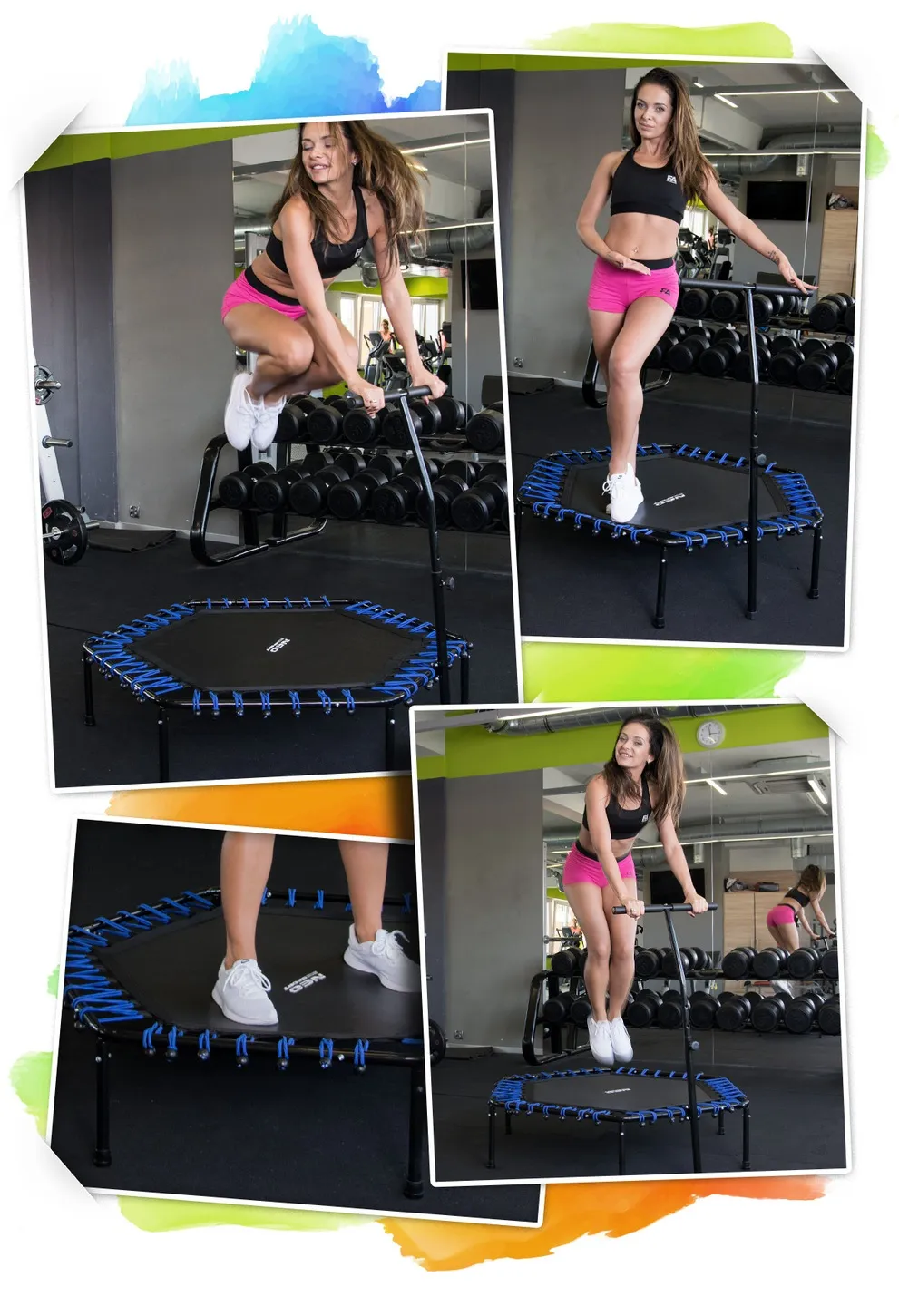 Fitnesz trambulin, Neo-Sport, fekete/kék – 5. kép