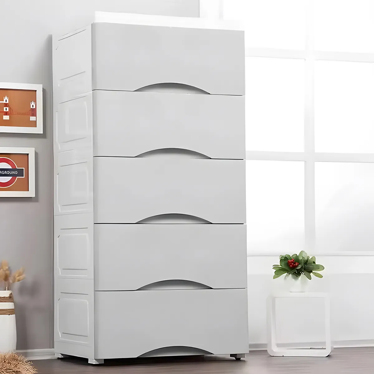 Gurulós tároló, ModernHome PJJCBS0024-05A, fehér/szürke – 2. kép Gurulós tároló, ModernHome PJJCBS0024-05A, fehér/szürke – 2. kép