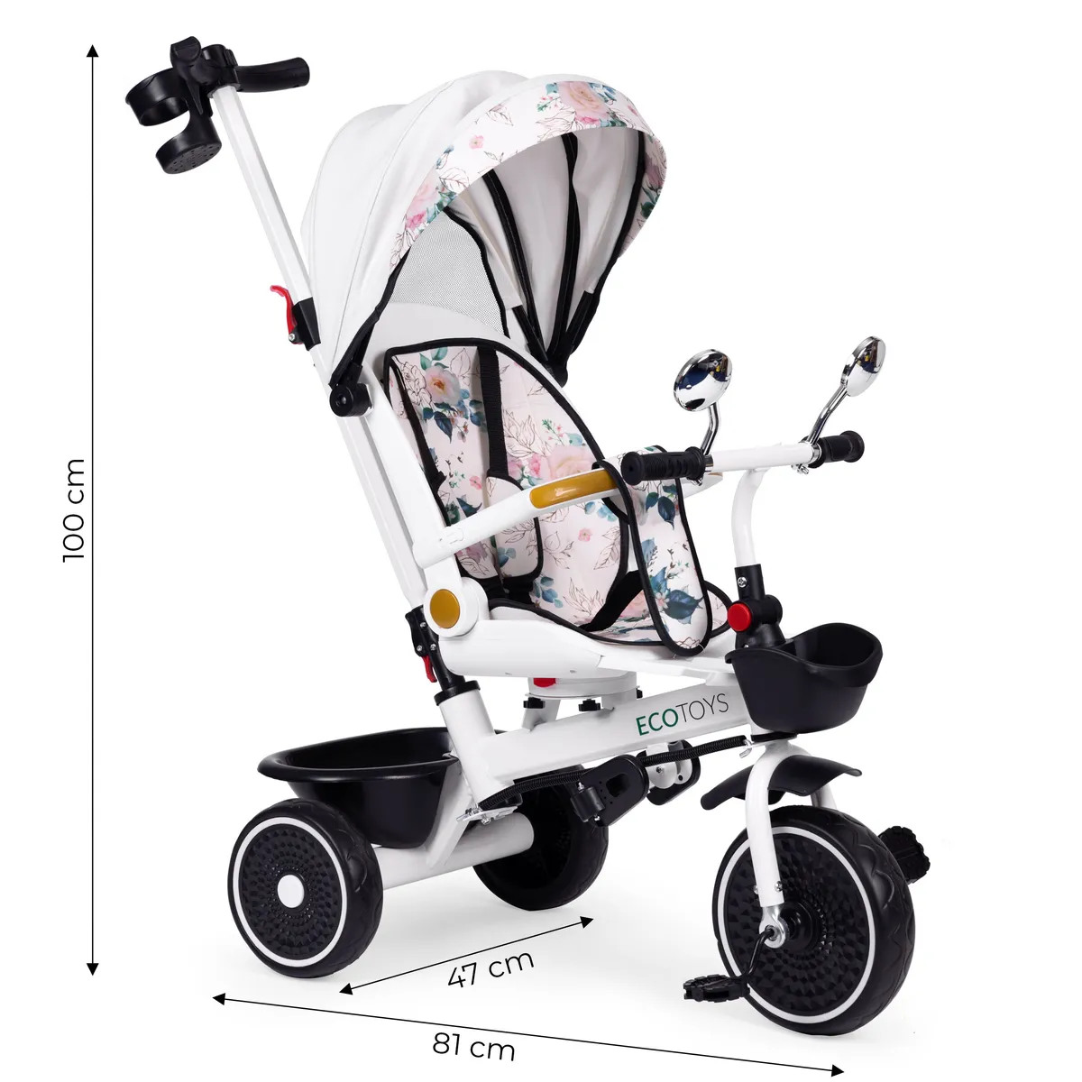 Háromkerekű tricikli, ECOTOYS WQL-186, fehér – 7. kép