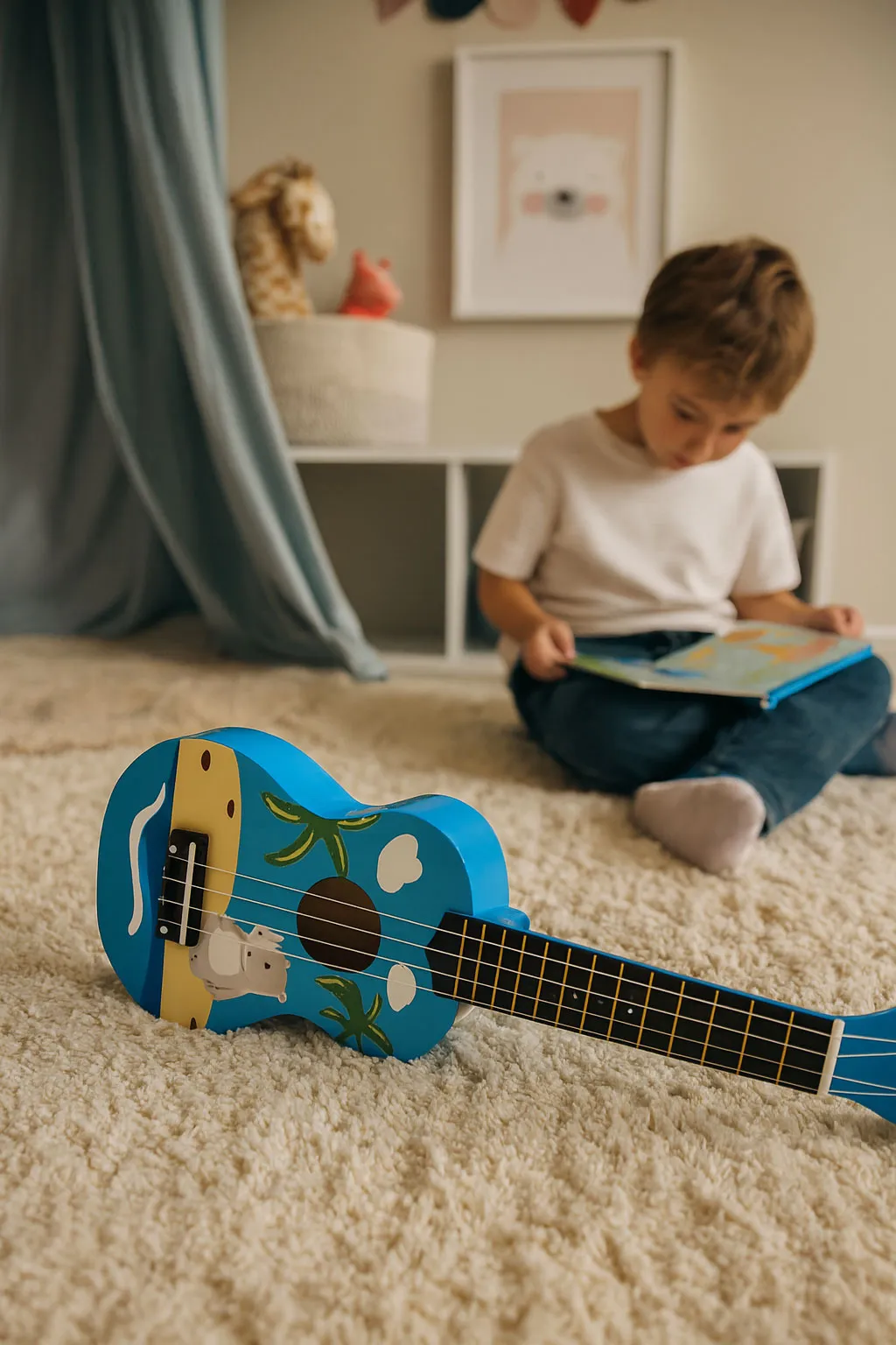 Gyerek ukulele, ECOTOYS MF019H, kék – 2. kép Gyerek ukulele, ECOTOYS MF019H, kék – 2. kép