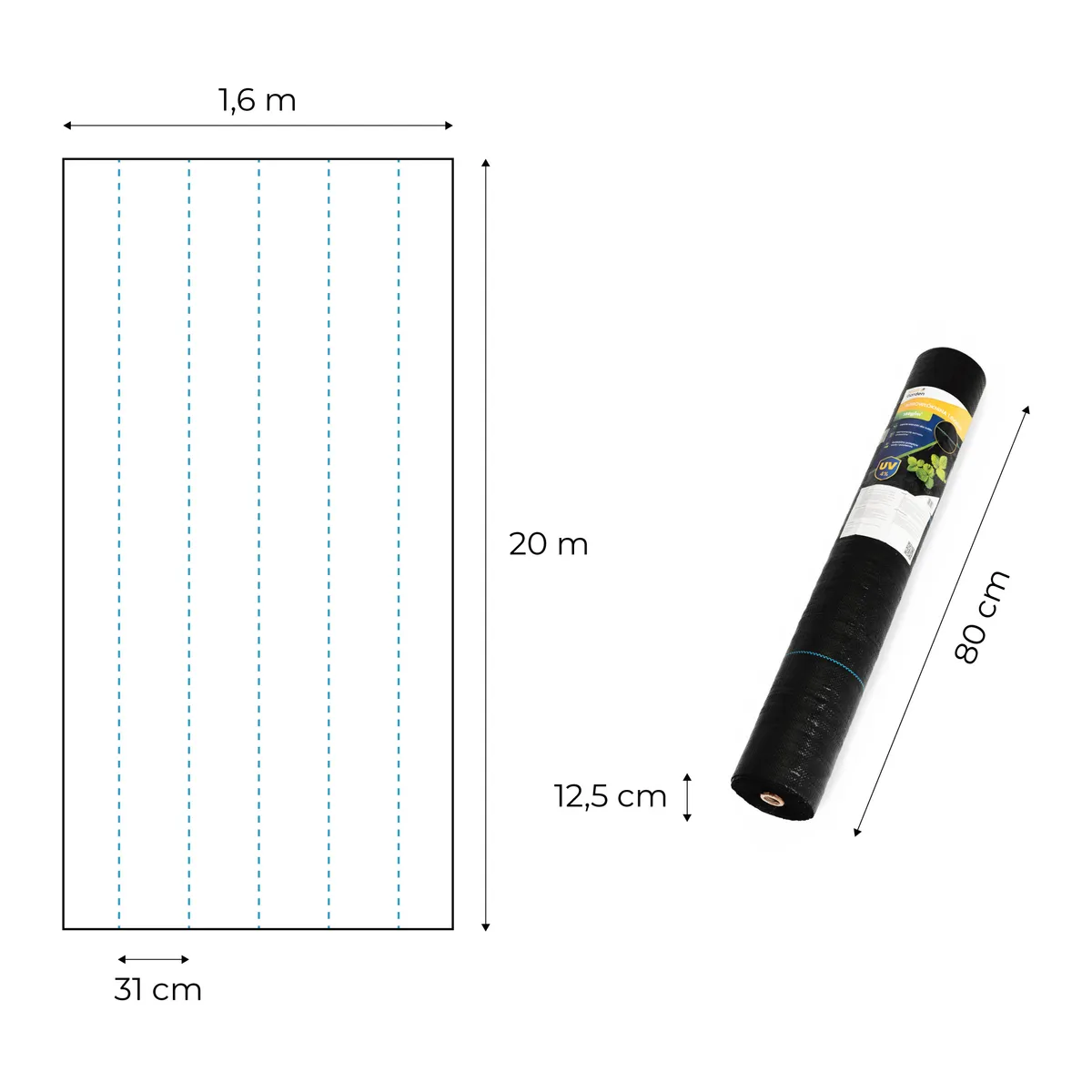 Talajtakaró geotextília, MultiGarden WEED150-S3, 1,6 x 20 m – 6. kép