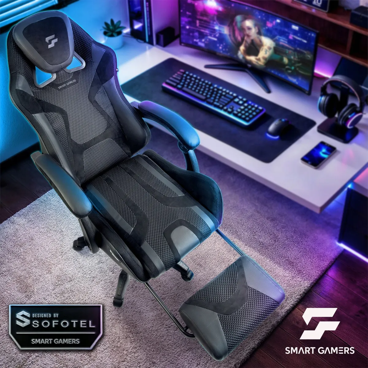 Gamer szék, Sofotel Specter, fekete – 3. kép