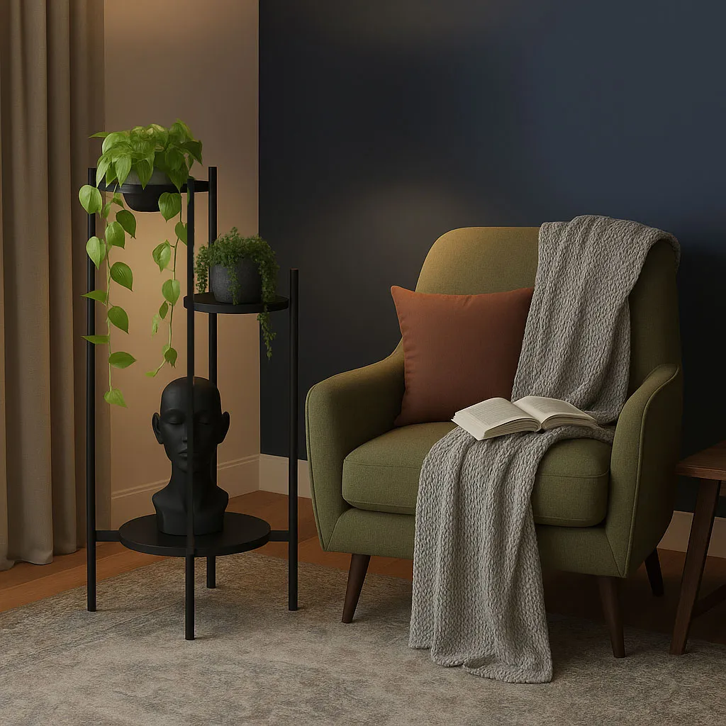 Virágtartó állvány, ModernHome ME-ATS22, fekete – 4. kép Virágtartó állvány, ModernHome ME-ATS22, fekete – 4. kép
