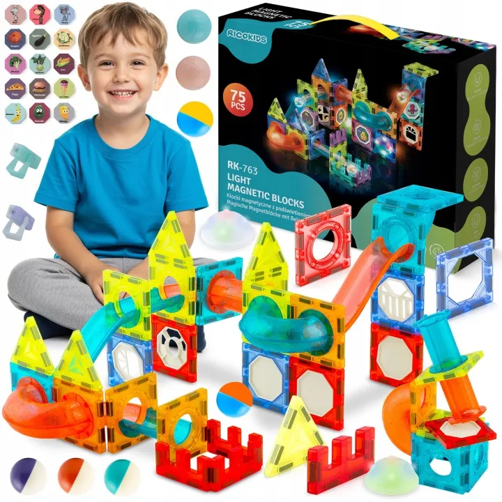 Mágneses játékkészlet, Ricokids RK-763, 75 db – 2. kép