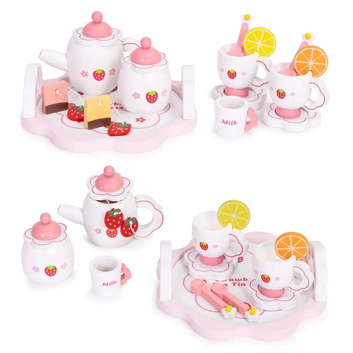 Játék teáskészlet, ECOTOYS HM260872, fa – 1. kép