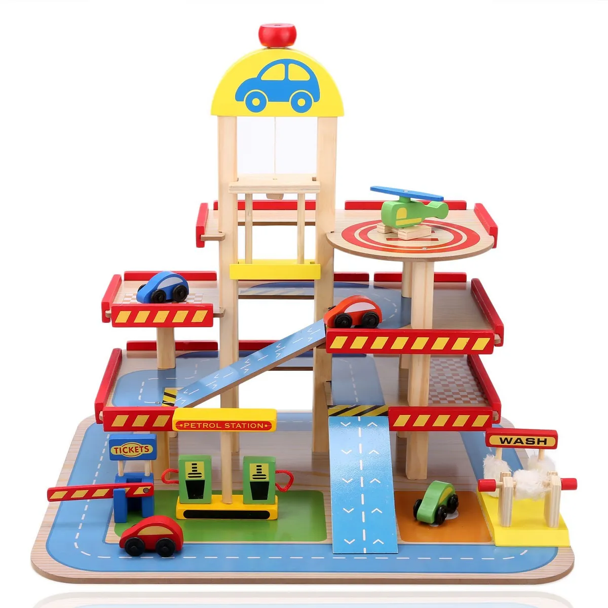 Játék parkolóház, ECOTOYS HM013290, fa – 2. kép