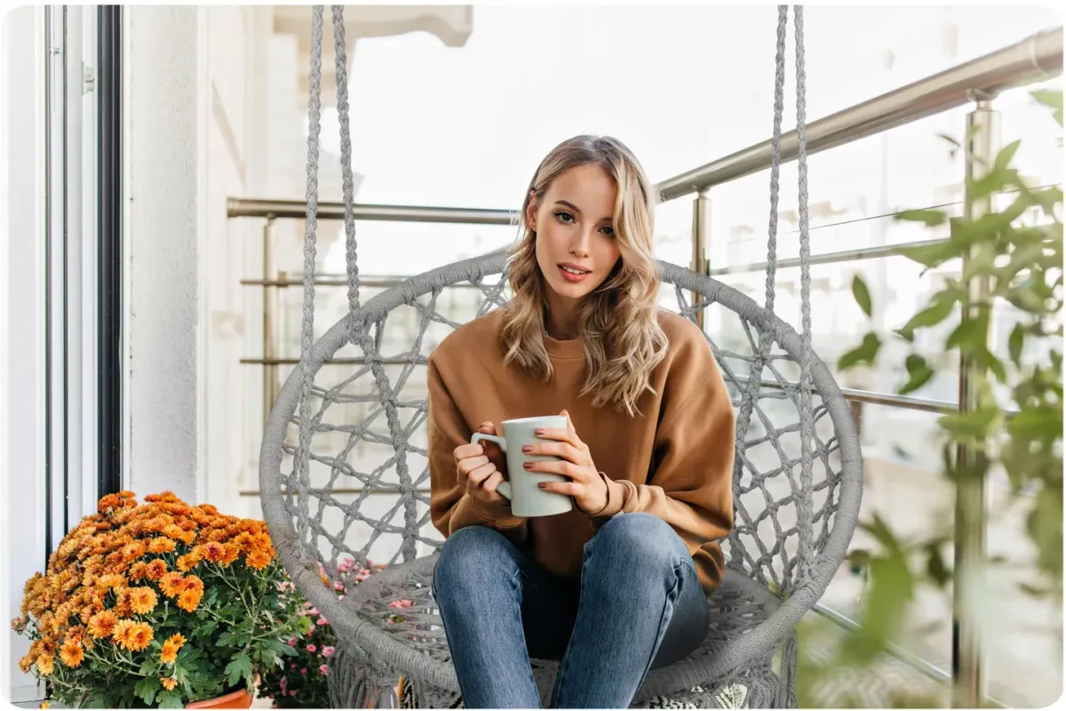 BOHO függőfotel fonott ülőfelülete