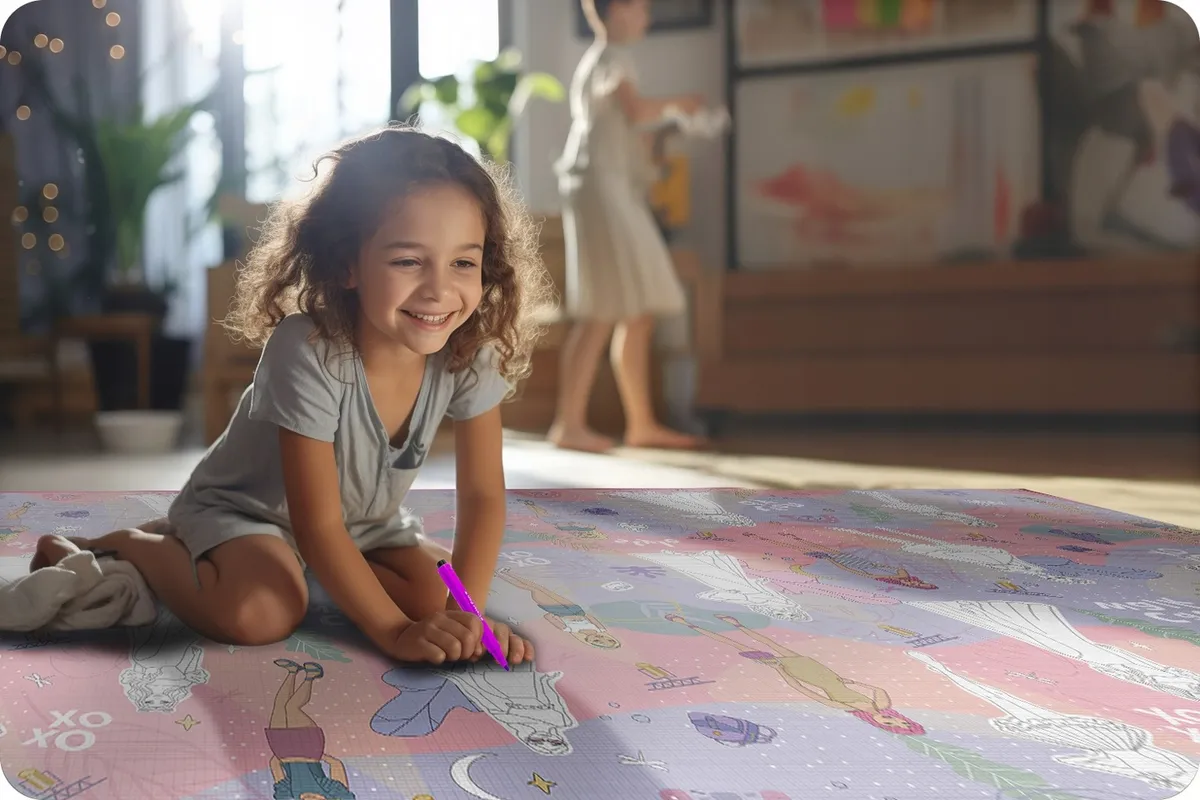 Játszószőnyeg, Ricokids RK-343, rózsaszín alap figurákkal – 3. kép Játszószőnyeg, Ricokids RK-343, rózsaszín alap figurákkal – 3. kép